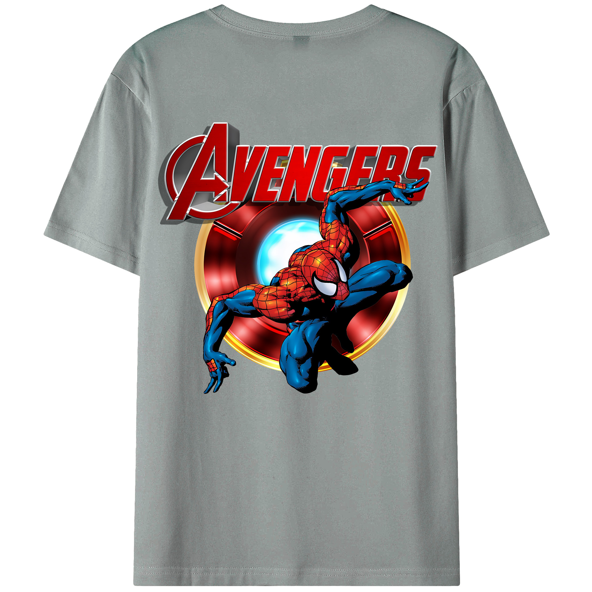 （画像用） Spider Man スパイダーマン 綿100％ メンズ半袖Tシャツ（バックプリント） 通気性